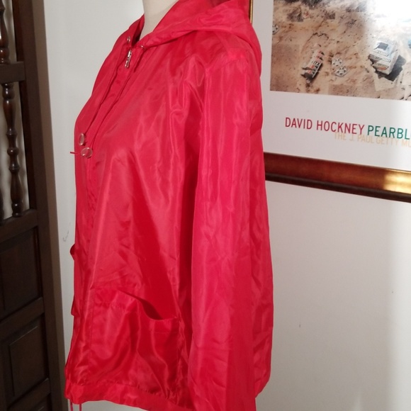 Liz Clairborne water proof hoodie red jacket. M - Picture 3 of 8